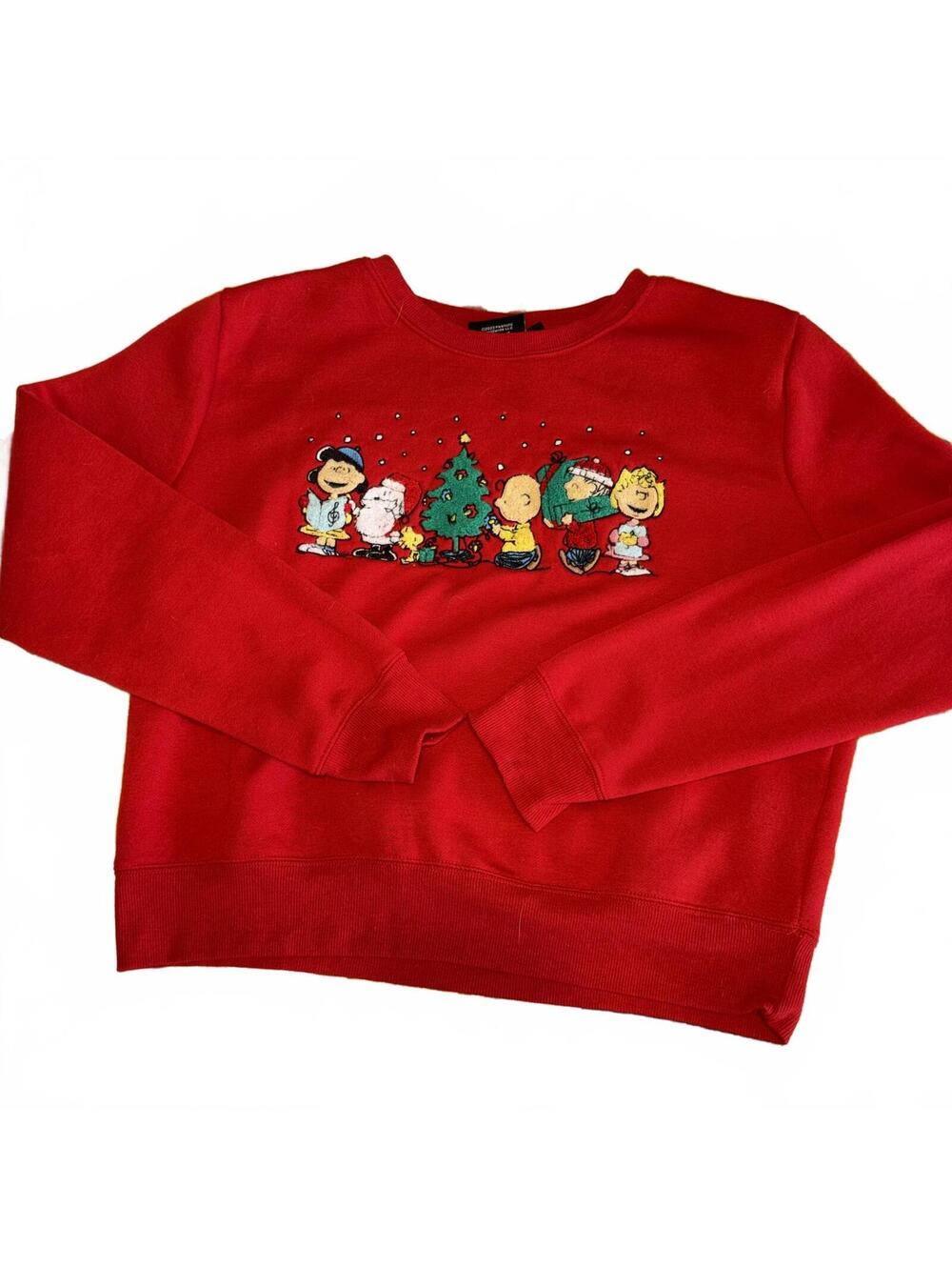 Peanuts Charlie Brown Womans Large Festive Christmas Holiday Sweater Cozy Warm